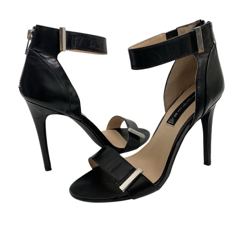 Steven by Steve Madden Women's Black Ankle Strap Open Toed Heel Sandals Size 8